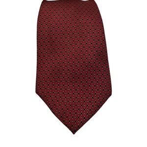 Vintage Christian Dior Vintage Geometric Design Silk Tie Red Preowned